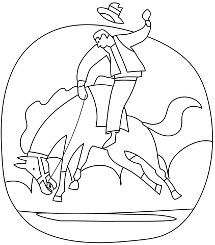 Bronc Riding Rodeo Coloring Page